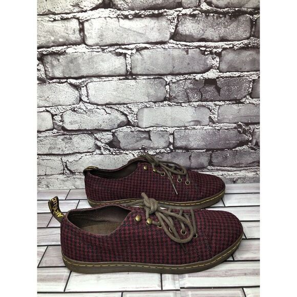Dr. Martens Samira Burgundy Black Plaid Fabric Lace Casual Shoes Women Sz 11M US - Picture 6 of 16